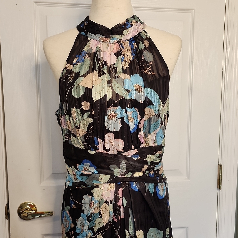 Adrianna Papell Black Floral Maxi Dress - Picture 3 of 12